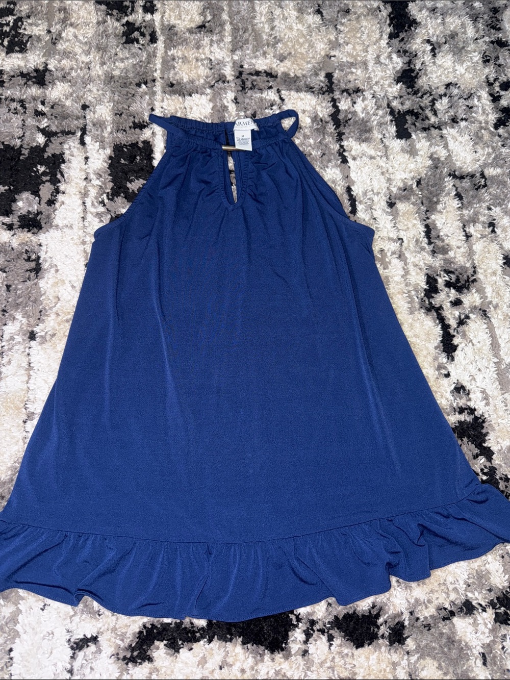 Carmen Marc Valvo Navy Halter Keyhole Top